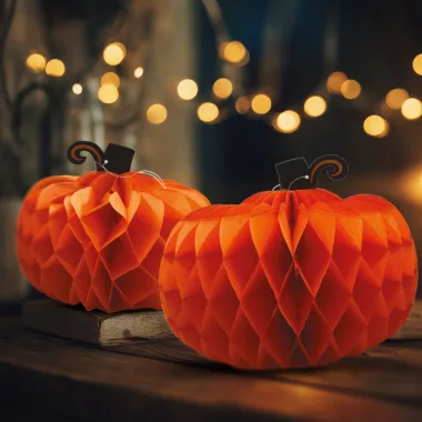 GLOBIZ 56583 Halloween-i dekoráció - tök lampion - papír - 25/30 cm - 2 db / csomag
