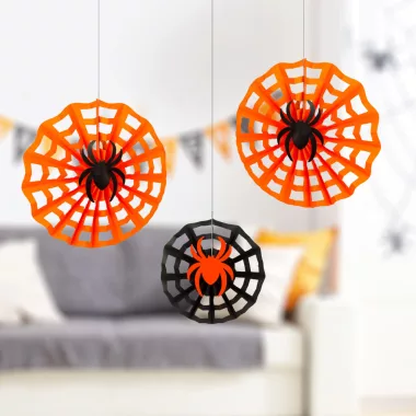 GLOBIZ 56585 Halloween-i dekoráció - pókháló szett - papír - 30/40 cm - 3 db / csomag