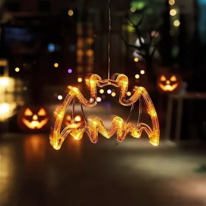   GLOBIZ 56588C Halloween-i világító dekoráció - denevér - tapadókorongos - 12 LED - 20 x 18,5 cm - 3 x AAA