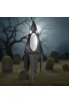 GLOBIZ 56598C Halloween-i világító dekoráció - szellem - fekete - 10 színes LED - akasztható - 2 x 2032 - 75x20 cm