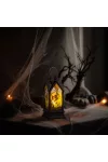 GLOBIZ 56600A Halloween-i világító dekoráció - boszorkány - sárga LED - 17,5 x 6,3 x 6,3 cm - 3 x LR44