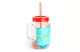 GLOBIZ 57160P Szívószálas pohár - piros - 4 db hűthető jégkockával, 550ml,  17 x 7.5 x 13.5 cm