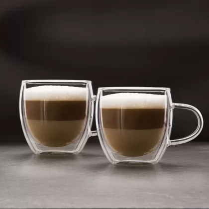 VOG UND ARTHS 57176B Duplafalú cappuccino üveg csésze - 250 ml - 2 db / csomag VOG UND ARTHS 57176B Duplafalú cappuccino üveg csésze - 250 ml - 2 db / csomag