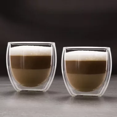 VOG UND ARTHS 57176J Duplafalú cappuccino üveg csésze - 250 ml - 2 db / csomag VOG UND ARTHS 57176J Duplafalú cappuccino üveg csésze - 250 ml - 2 db / csomag