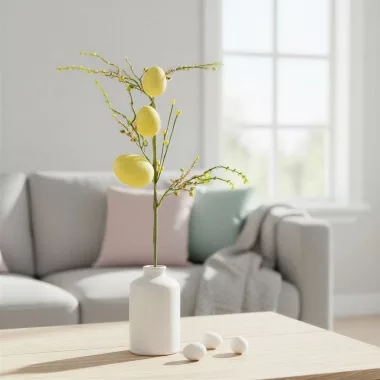 GLOBIZ 57965A Húsvéti tojásfa ág - csillámos - sárga - 40 x 16 cm GLOBIZ 57965A Húsvéti tojásfa ág - csillámos - sárga - 40 x 16 cm