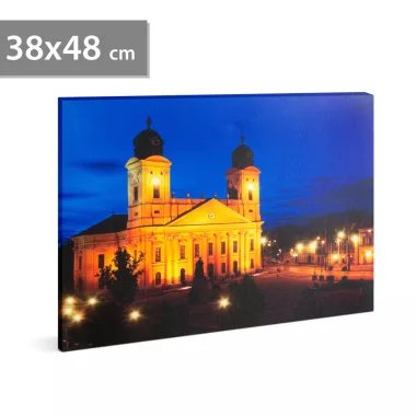 FAMILY 58018K LED-es fali hangulatkép - "Nagytemplom Debrecen" -  3 x AA, 38 x 48 cm