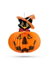 FAMILY 58137A Halloween-i tökös lampion - macskával - akasztható - 26 cm