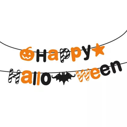 FAMILY 58170 Halloween-i papír girland - "Happy Halloween" felirat - 3,5 m