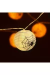FAMILY 58172 Halloween-i lampion fényfüzér - pókos, fehér - 7,5 x 165 cm - 2 x AA elemes