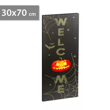 FAMILY 58402 Halloween-i LED-es hangulatkép - fali akasztóval, 2 x AA, 30 x 70 cm