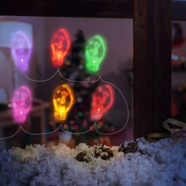 FAMILY 58568C Karácsonyi LED-es fényfüzér - gél ablakmatrica - 6 LED - 2 x AA