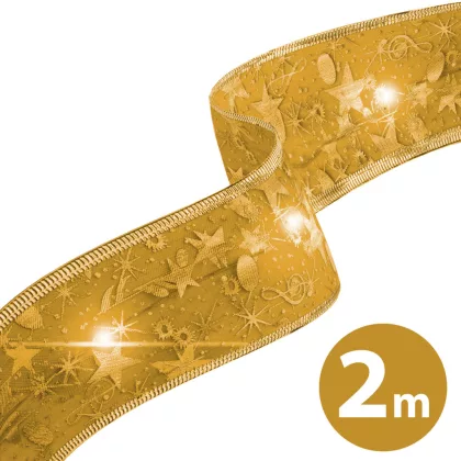   FAMILY 58933B Karácsonyi LED-es szalag - arany - 2 m x 5 cm - 2 x AA
