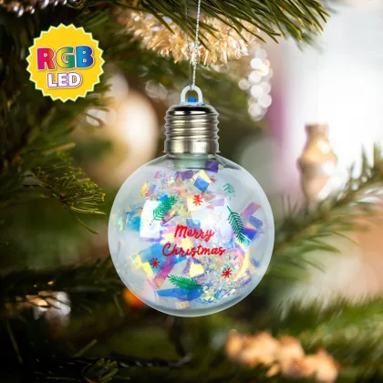   GLOBIZ 59747B Karácsonyi LED-es gömb - RGB LED - átlátszó - műanyag - 8 cm - 3 x LR44