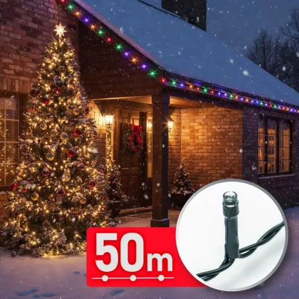   PHENOM 59771 Fényfüzér - 50 m - színes - 1000 LED - 220-240V - 9W - átlátszó kábel