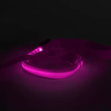 YUMMIE 60026B LED-es póráz - akkumulátoros - 120 x 2,5 cm - rózsaszín