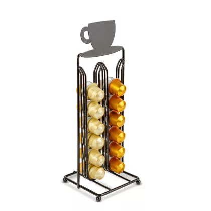   BEWELLO BW0998 Fém kávékapszula tartó - 28 db Nespresso kapszulához - 125 x 115 x 340 mm - matt fekete