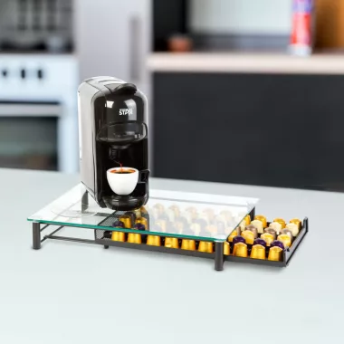 BEWELLO BW0999 Fém kávékapszula tartó - 60 db Nespresso kapszulához - 410 x 260 x 60 mm - matt fekete BEWELLO BW0999 Fém kávékapszula tartó - 60 db Nespresso kapszulához - 410 x 260 x 60 mm - matt fekete