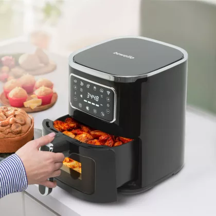 BEWELLO BW1002B Olaj nélküli fritőz - 220-240 V - 1450W - 5 L - érintőgombos BEWELLO BW1002B Olaj nélküli fritőz - 220-240 V - 1450W - 5 L - érintőgombos