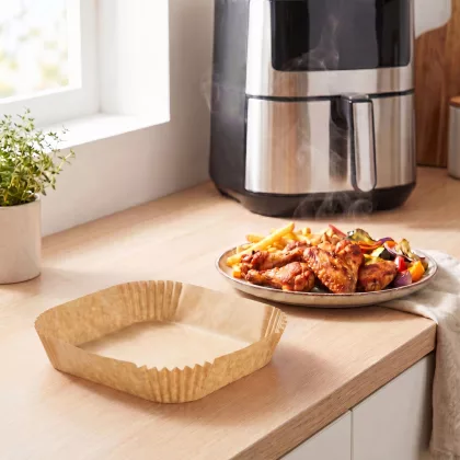  BEWELLO BW1020A Air fryer sütőpapír - olaj nélküli sütőhöz - négyzet - 20 cm - 50 db / csomag