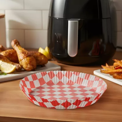 BEWELLO BW1032A Air fryer sütőpapír - olaj nélküli sütőhöz - kockás, kör - 20 cm - 50 db / BEWELLO BW1032A Air fryer sütőpapír - olaj nélküli sütőhöz - kockás, kör - 20 cm - 50 db /