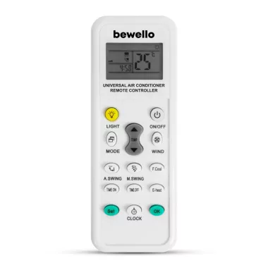 BEWELLO BW4008 Univerzális légkondicionáló távirányító - 1000 az 1-ben - 2 x AAA - fehér BEWELLO BW4008 Univerzális légkondicionáló távirányító - 1000 az 1-ben - 2 x AAA - fehér