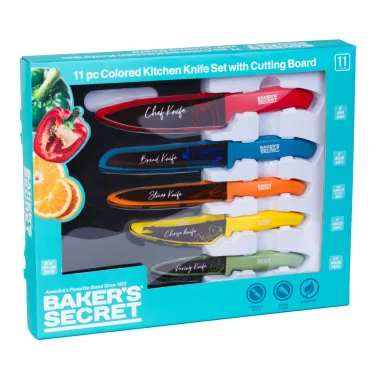 BAKER'S SECRET DA00993 Baker's Secret - 11 darabos színes konyhai kés BAKER'S SECRET DA00993 Baker's Secret - 11 darabos színes konyhai kés