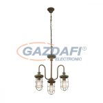   GLOBO 15027-3 TERU Csillár ,60W , 3x E27 , fém, rozsda hatás, antik zöld, textil kábel