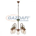   GLOBO 15027-5 TERU Csillár , 60W , 5x E27 , rozsda hatás, fém, antik zöld, textilkábel