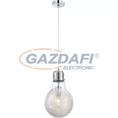 GLOBO 15039 Felix Függeszték , LED 8W , E27 ,2700 K, 776 Lm , króm, alumínium háló, üveg GLOBO 15039 Felix Függeszték , LED 8W , E27 ,2700 K, 776 Lm , króm, alumínium háló, üveg
