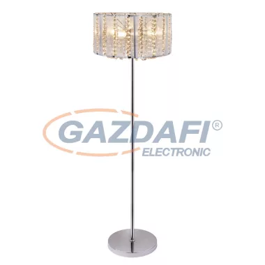 GLOBO 15091S WALLA Állólámpa króm, K5 tisztaságú kristály gyöngyökkel dekorálva. Ø:400, H:1500, exkl. 4xE14 40W 230V. Ø:400, H:1500, exkl. 4xE14 40W 230V