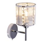   GLOBO 15091W WALLA Falikar króm, K5 tisztaságú kristály gyöngyökkel dekorálva. BxH:120x245, AL:170, exkl. 1xE14 40W 230V