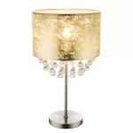   GLOBO 15187T3 AMY Asztali lámpa, 60W, E27, nikkel matt, textil, akril kristályok, arany