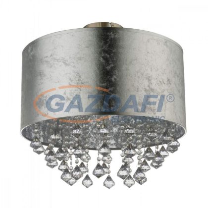   GLOBO 15188D3 AMY I Mennyezeti lámpa, 60W, E27, nikkel matt, textil, akril kristályok, ezüst színű