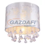   GLOBO 15188D3S AMY I Mennyezeti lámpa ezüst textil búrával, akril-kristály függő dekorációval. Ø300, H:310, exkl. 1xE27 40W 230V