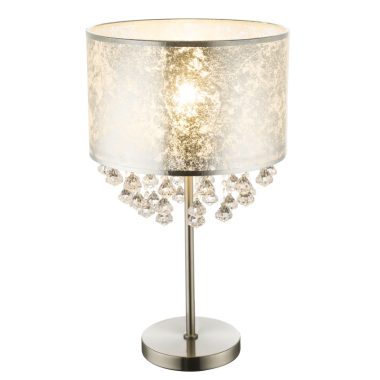 GLOBO 15188T Amy I Asztali lámpa, 40W, E14, fémfehér, textil, ezüst, műanyag, ezüst