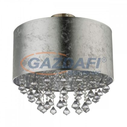   GLOBO 15188T3 AMY I Mennyezeti lámpa, 60W, E27, nikkel matt, textil, akril kristályok, ezüst