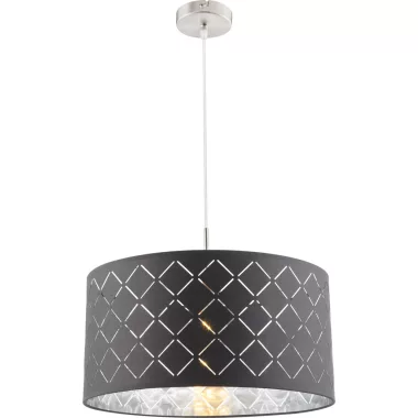 GLOBO 15228H Kidal Függesztékes lámpa, 60W, E27, nikkel matt, textil, műanyag ezüst