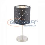   GLOBO 15228T Kidal Asztali lámpa, 40W, E14, nikkel matt, textil, műanyag ezüst