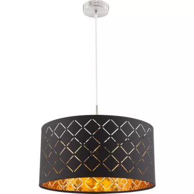 GLOBO 15229H Clarke Függesztékes lámpa, 60W, E27, nikkel matt, textil, műanyag arany