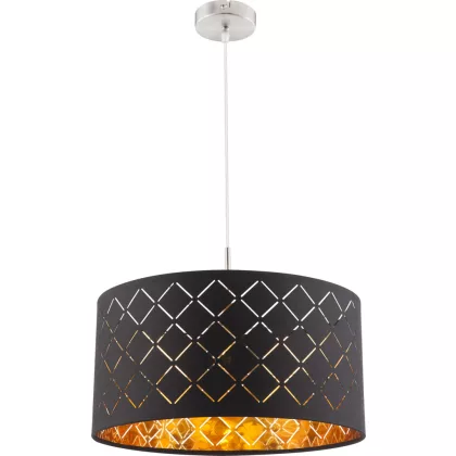   GLOBO 15229H Clarke Függesztékes lámpa, 60W, E27, nikkel matt, textil, műanyag arany