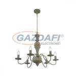   GLOBO 15263-6 REA Csillár , 40W , 6x E14 , fém, antik zöld, kender