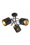 GLOBO 15264-3D TUXON Mennyezeti lámpa, 25W, 3x E14, fém fekete /bársony / műanyag arany