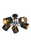 GLOBO 15264-5D TUXON Mennyezeti lámpa, 25W, 5x E14, fém fekete / bársony / műanyag arany
