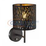   GLOBO 15264W TUXON Fali lámpa, 40W, E14, fém fekete / bársony / műanyag arany