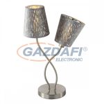   GLOBO 15265-2T TAROK Asztali lámpa, 25W, 2x E14, nikkel matt / bársony/ műanyag ezüst
