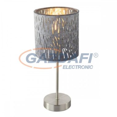 GLOBO 15265T TAROK Asztali lámpa, 40W, E14, nikkel matt / bársony/ műanyag ezüst