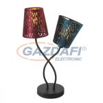   GLOBO 15266-2T TICON Asztali lámpa, 25W, 2x E14, fém fekete / bársony/ műanyag arany