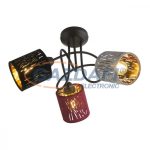   GLOBO 15266-3D TICON Mennyezeti lámpa, 25W, 3x E14, fém fekete / bársony / műanyag arany