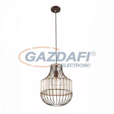 GLOBO 15275 GRACE függesztékes lámpa, 60W, E27, rozsda hatású, K5 kristályokkal