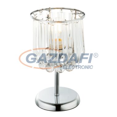 GLOBO 15303T MINNESOTA Asztali lámpa, króm vázon, akril-kristály dekorral. D:180, magassága::360, Foglalata:1xE14 40W 230V